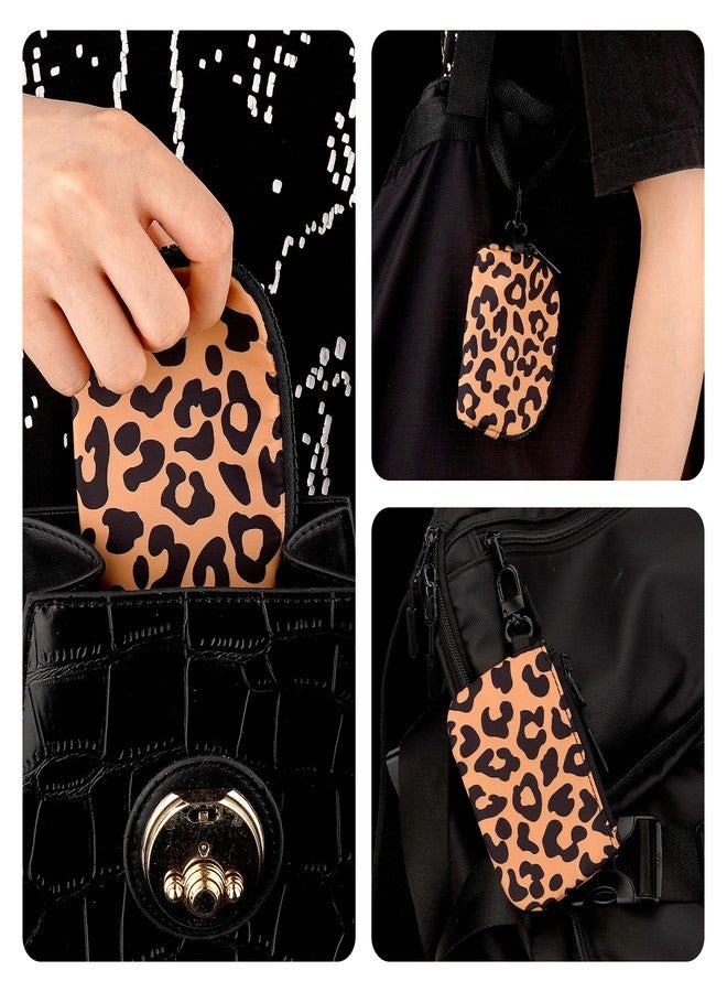 BUNCHBRAVO Wrist Keychain Mini Wallet for Women, Leopard Zip Around Wristlet Wallet, Detachable Dual Coin Purse, Brown - Image 4